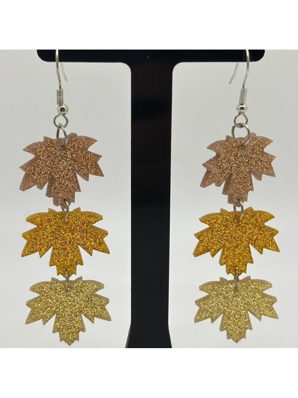 Gold Brown Leaf Earrings